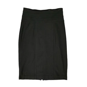 Cabi Skirt Womens 6 Black Ponte Knit Below Knee Pencil Full Back Zip Paneled - Picture 1 of 10