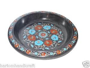 Marble Fruit Bowl Semi Gems Carnelian FREE White Plate Inlay Kitchen Decor H1359 - Picture 1 of 8
