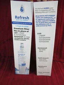 4 REFRESH WATER FILTER R-9990 REFRIGERATOR LG KENMORE AQUAFRESH WATER SENTINEL - Picture 1 of 6