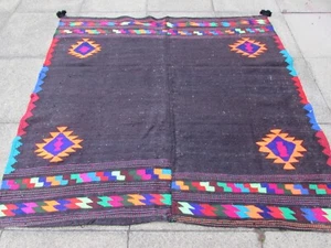 Tapis Kilim Oriental En Coton Marron Fait Main Traditionnel Vintage 175x182cm - Bild 1 von 10