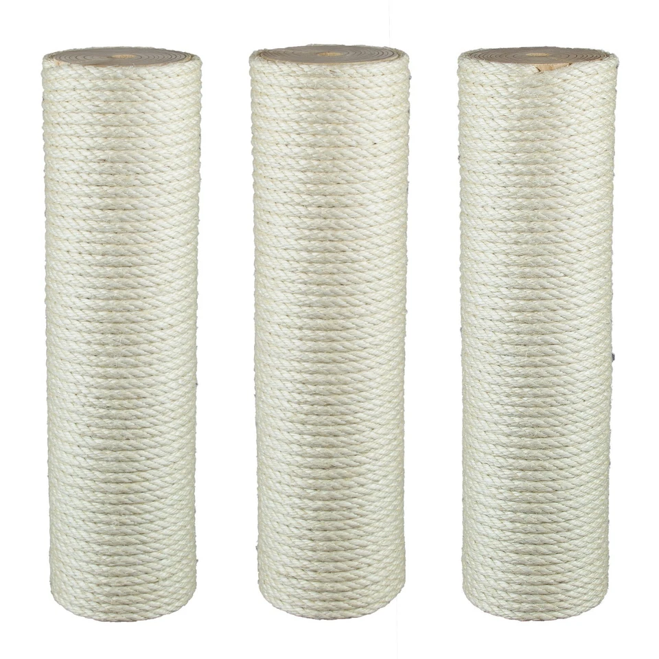 9 cm Vollholz-Sisalstamm für Kratzbaum, 10-90 cm, 6 mm Sisalseil, M8-M12, Natur