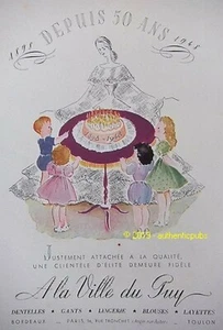PUBLICITE A LA VILLE DU PUY LINGERIE DENTELLE ANNIVERSAIRE DEPUIS 50 ANS DE 1948 - Picture 1 of 1