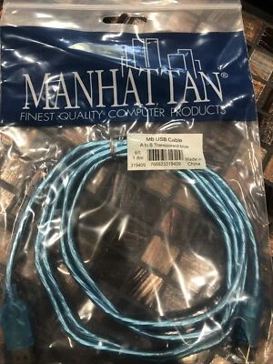 Manhattan MB USB cable-9  A to B transparent blue 6 Ft. 1.8 M+ 1 Fujifilm DVD-Rw - Image 1 of 4