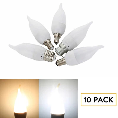 10x 3W LED Candle Light Bulbs Dimmable 15 Watt Equivalent E27 B22 E14 Lamps 220V - Image 1 of 4