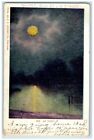 1906 Carte postale antique vintage vintage nuit lune route clair de lune marcheur Iowa IA