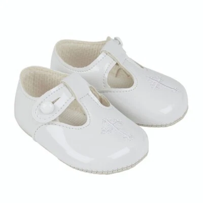 christening baypod baby special occasion patent shoes with cross