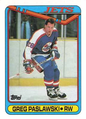 1990-91 Topps #154 Greg Paslawski NHL Jets - Image 1 of 2