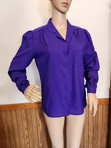 NEW Vintage 80s Jasara Sheer Poly Button Cuff Blouse (Many Colors)     Upstrclt1 - Picture 1 of 4
