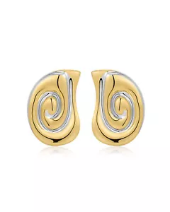 Aretes Luv Aj Coquille concha giratoria enchapados en oro y plata rodio de dos tonos - Imagen 1 de 6