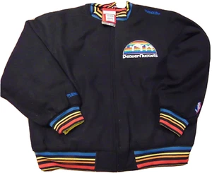 MITCHELL NESS NBA HWC DENVER NUGGETS WOOL BLACK REVERSIBLE JACKET SIZE 44 L - Picture 1 of 6