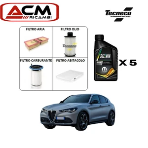 KIT TAGLIANDO FILTRI OLIO ORIGINALE 0W20 ALFA ROMEO STELVIO 2.2 DIESEL 210 CV - Imagen 1 de 7