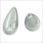 4 Gray Shell Pearl Teardrop Drop Half Top Drilled Beads 10x18mm #75113
