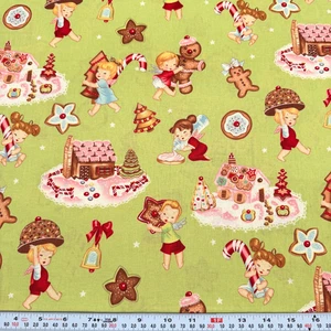 OOP Angel Cakes 2008 Alexander Henry Fabrics Christmas Cotton Remnant 22" x 44" - Picture 1 of 2