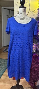 Nuevo con etiquetas Mini Vestido Ronni Nicole Crochet Azul Mujer’s Forrado PL - Imagen 1 de 9