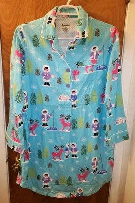 Nick & Nora Sleepwear Women's Eskimo Deer Flannel Sleep Shirt  Size XL  - Image 1 of 4
