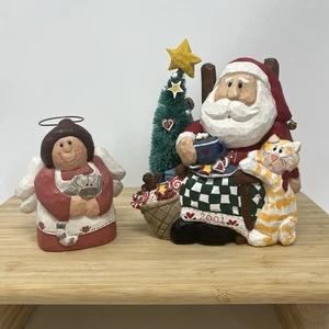 Vtg Santa & Angel With Cats Midwest Of Cannon Falls Eddie Walker Resin 2001 - Picture 1 of 11