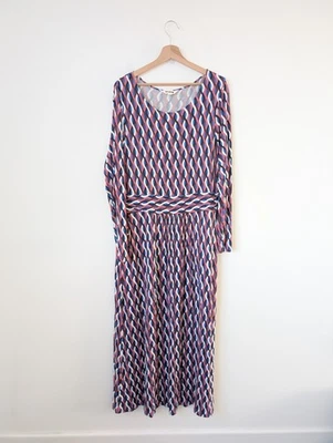 Boden Amelie Multi Swirl Print Long Sleeve Jersey Midi Dress Size 20L - Image 1 of 4