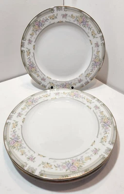 Juego de 4 platos de cena de colección Farberware XL Excel Southampton banda gris floral Foto 1 de 4