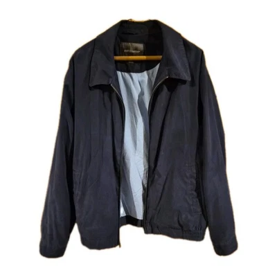 Croft & Barrow Men's Windbreaker Jacket - Navy Blue - Light Blue Lining - Size L - Image 1 of 3