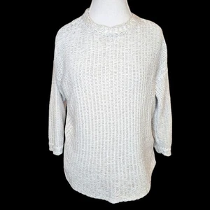 Eileen Fisher Ivory White Loose Knit Sweater Organic Cotton Linen Oversized Sz M - Picture 1 of 9