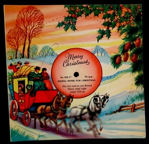 TARJETA DE NAVIDAD MELODÍA VINTAGE AÑOS 50 disco jugable MX17-Riding Home para Navidad - Imagen 1 de 5