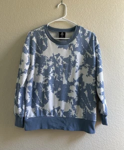 Reebok Women's White Blue Crew Neck Super Soft Lounge Sweatshirt Size Small - Picture 1 of 12
