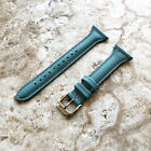 Correa de correa de reloj de cuero delgada azul claro para reloj inteligente Garmin Vivoactive 4 -S22