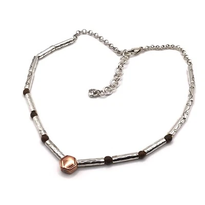 Brighton Necklace Elegant Minimalist Copper & Silver Plate 16-18" Adjustable - Image 1 of 4