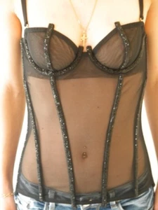 LA PERLA BUSTIER MODELE FRAMES TAILLE 80B EN TULE ORNE D'ELEMENTS SWAROVSKI - Picture 1 of 5