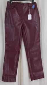 GUESS Women's Kelly Faux-Leather Straight-Leg Pants Wine Size 27 - Picture 1 of 4