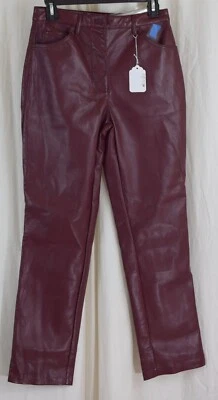 GUESS Women's Kelly Faux-Leather Straight-Leg Pants Wine Size 27 - Image 1 of 4
