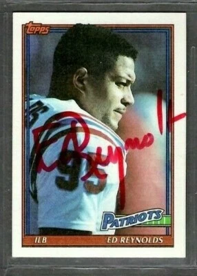 1991 Topps #611 Ed Reynolds New England Patriots Football Card Signed Autograph - Image 1 of 2