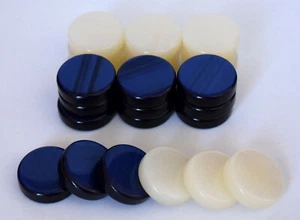 30 Small Acrylic Backgammon Checkers - Chips Blue & Ivory 1 inch - High Quality - Picture 1 of 1