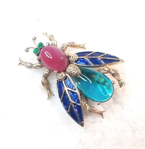 ** RARE Vintage Sterling Silver Jelly Belly Bee Brooch - Vermeil ** - Picture 1 of 6
