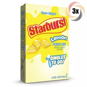 3x Packs Starburst Singles To Go Lemon Flavor Drink Mix 6 Singles Each .6oz - Picture 1 of 2