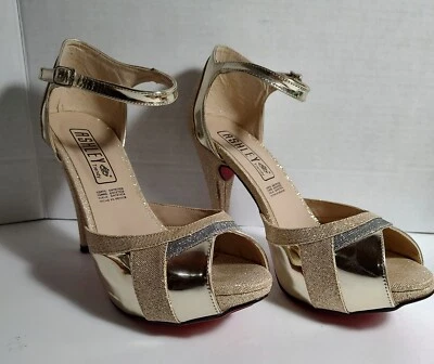 Ashley Open Toe Sparkly Gold And Silver 4" Heels Women's 8 - Image 1 of 4