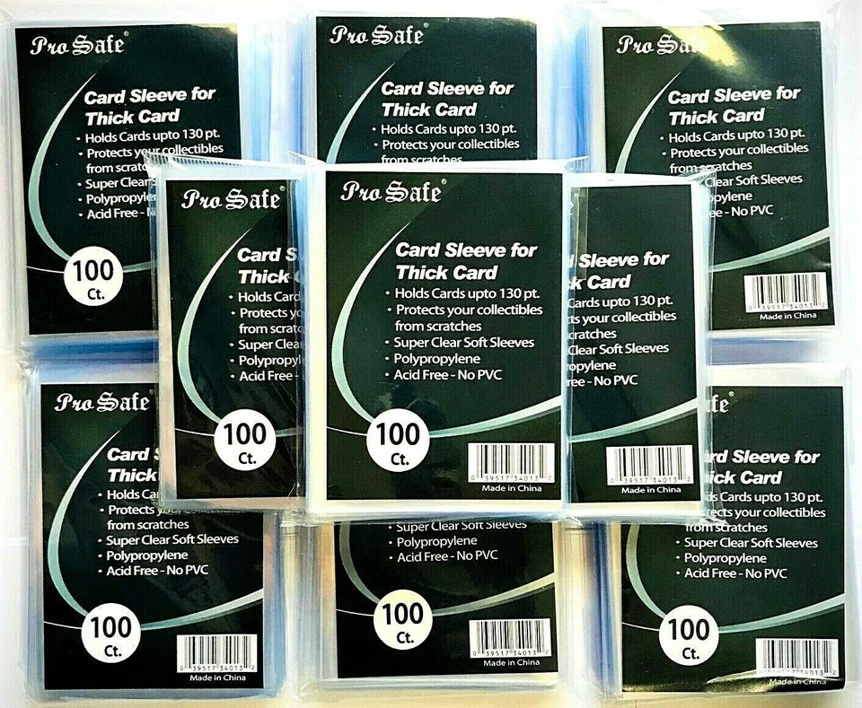 1000 Pro Safe Penny Sleeves Thick Cards No PVC 10 Packs of 100 NEW 130pt 34013 - Image 1 of 1