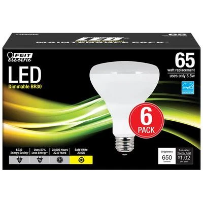 Feit Electric BR30 8.5W (65W) Soft White Dimmable LED Light Bulb (6-Pack) - Image 1 of 3