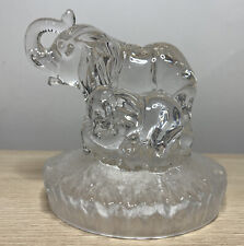 Vintage Royal Crystal Rock (RCR) Lead Crystal Elephant & Calf Ornament Figurine