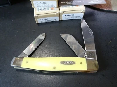 CASE POCKET KNIFE 4.25" LG STOCKMAN YELLOW SYNTHETIC HANDLE 3- CS BLADES CA-203 - Image 1 of 4