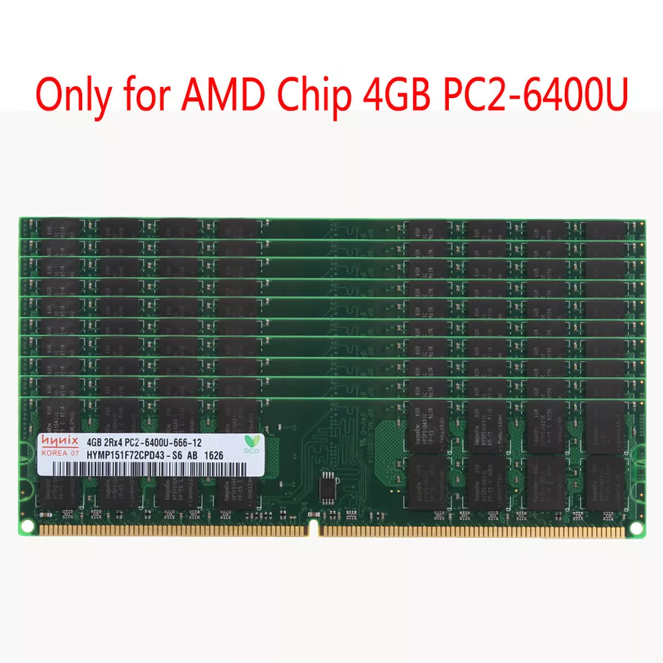 For AMD Hynix 10pcs 4GB 2RX4 PC2-6400U DDR2 800Mhz Memory DIMM Desktop RAM @HP - Image 1 of 4
