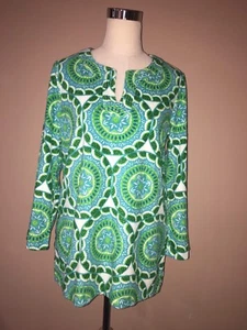 nwt talbots Multi Color Beach Swim Wear Cotton Blend Abstract Resort Top Sz.Mp - Picture 1 of 10