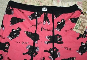 Large NWT Juniors Lazy One Bear In The Morning Yoga PJ Pant Lounge Sleep Pants - Picture 1 of 6