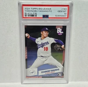 2024 Topps Big League #183 Yoshinobu Yamamoto RC Black Foil /25 PSA 10 GEM MT - Picture 1 of 2