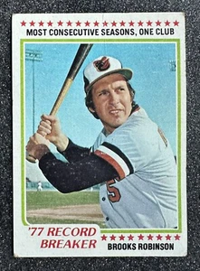 Brooks Robinson 1978 Topps Record Breaker #4 la mayoría de las temporadas, 1 equipo-Baltimore/HOF - Imagen 1 de 3