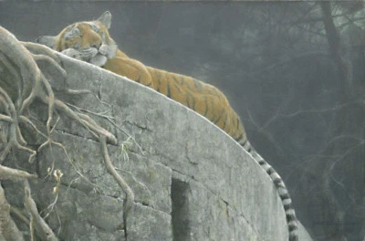 Arte en lienzo giclee limitado Robert BATEMAN Old Fort Siberian Tiger 24" x 36" certificado de autenticidad Foto 1 de 4