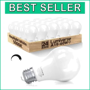 Dimmable Energy Efficient A19 LED Bulbs 5000K Daylight, 24 Pack for Bright Homes - Picture 1 of 9