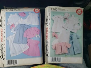 2 Simplicity 2629 Vintage '48 '52 Pattern Lot BABY Layette & BONNET SIZE A 1948 - Picture 1 of 8