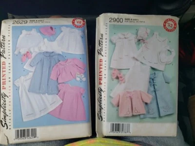 2 Simplicity 2629 Vintage '48 '52 Pattern Lot BABY Layette & BONNET SIZE A 1948  - Image 1 of 4