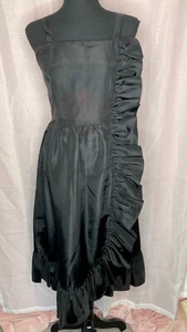 vintage 80s black acetate sleeveless asymmetrical ruffled midi tank dress - Picture 1 of 12